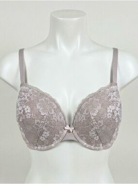 Victoria's Secret Body By Victoria Perfect Shape Lace Bra 34DD Nude Floral Lace